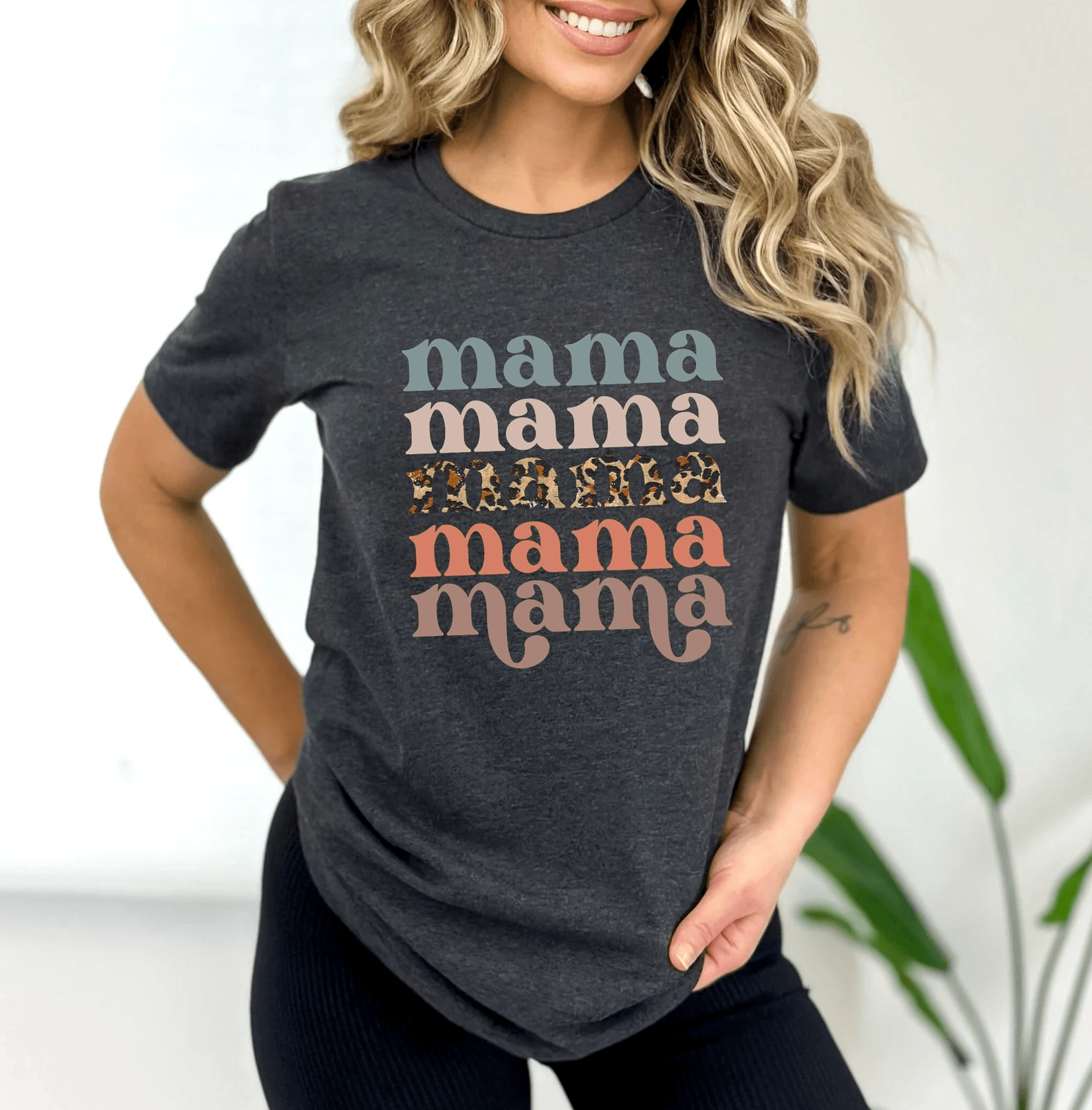 Retro Mama Shirt Leopard Print Mom Life Tee Trendy Mothers Day Gift blue xl t Shirt