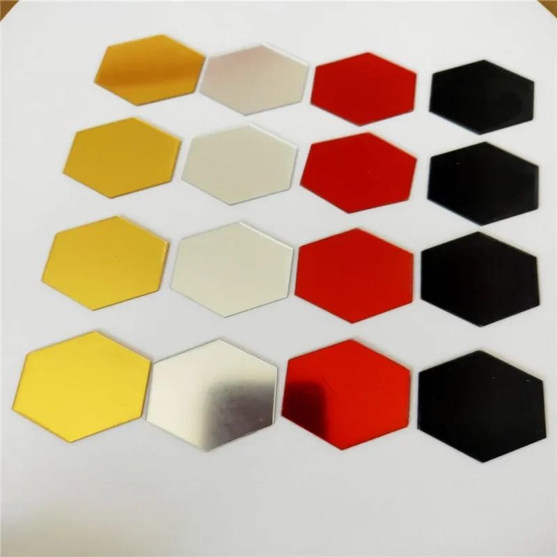 Hexagon Acrylic Mirror Wall Stickers Self Adhesive Mosaic Tiles Decor Set black 6 Pcs xs 46x40x23mm
