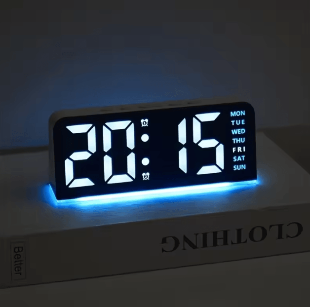 Modern LED Digital Alarm Clock With Temperature Display & Night Light black Shell pink