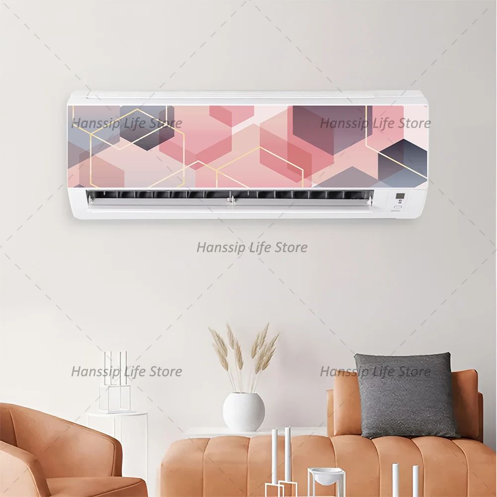 3D Geometric Air Conditioner Panel Sticker Modern Abstract AC Cover Decal For Home Decor 7 33.46 X 9.06 In