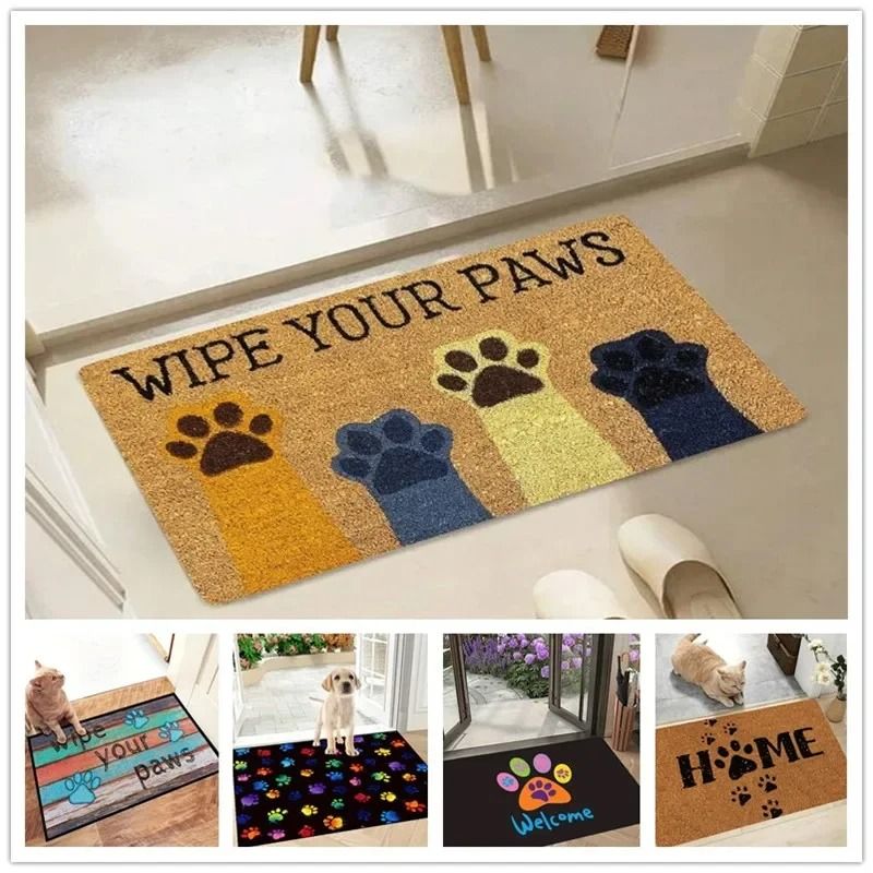 Cat Paw Print Doormat Non Slip Absorbent Floor Mat For Kitchen And Entrance 04 80x120 Cm