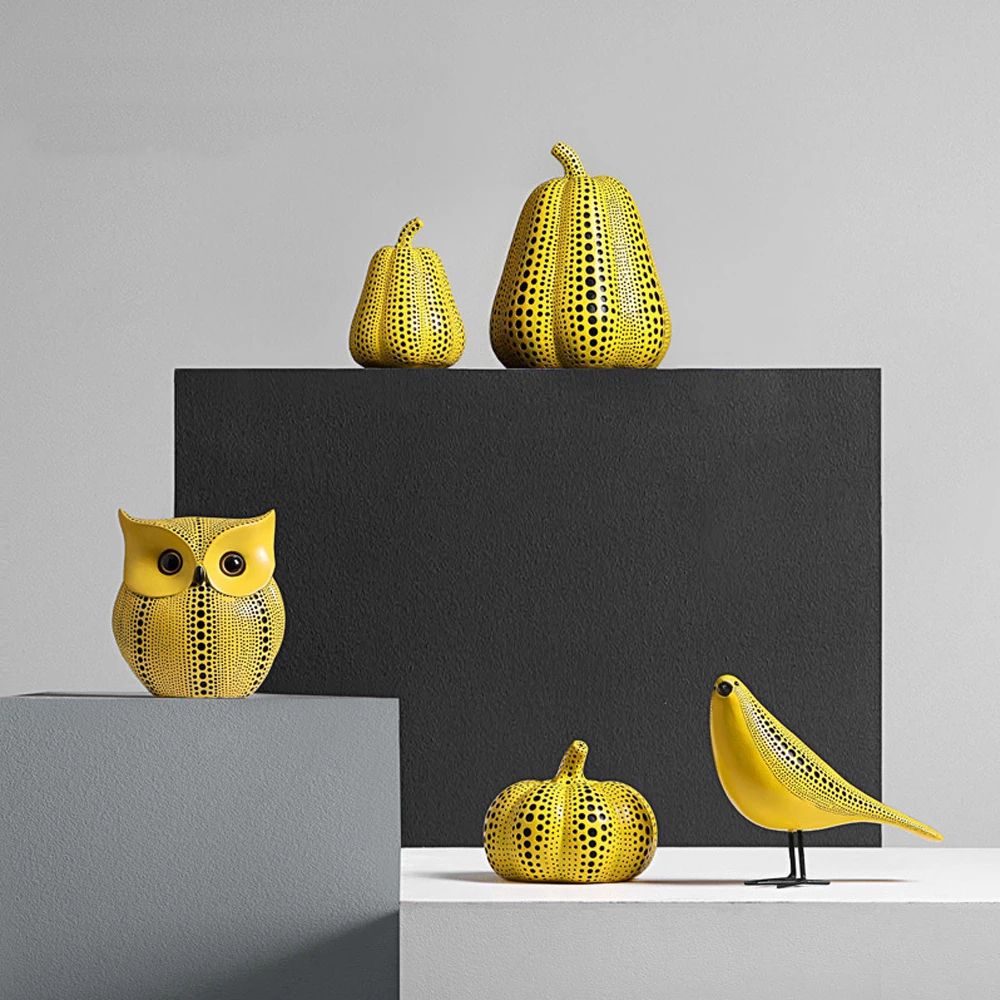 Funny Owl Pumpkin Decor Statue For Autumn Home Decor And Desk Styling f