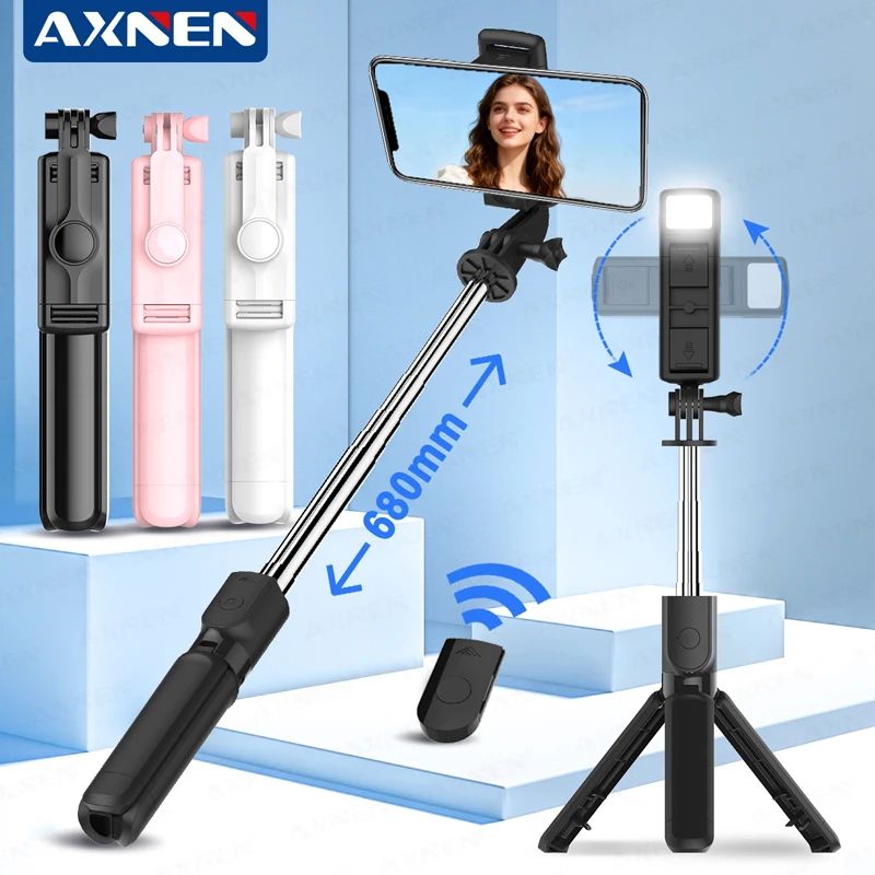 All in One Bluetooth Selfie Stick Tripod With Light & Remote For IPhone And Smartphones 3