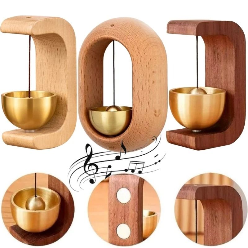 Magnetic Wooden Shopkeeper's Bell Minimalist Beech Wood Doorbell & Wind Chime Home & Business Entry Decoration style 2