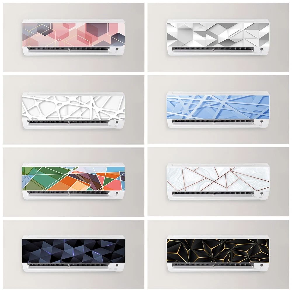 3D Vision Geometric Air Conditioner Decals Modern Abstract Home Panel Stickers style 3 29.5 X 7.9 In