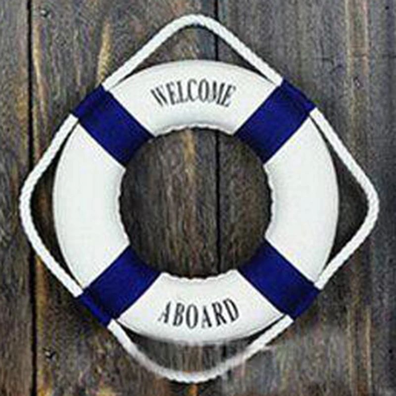 Mediterranean Lifebuoy Wall Decor Nautical Foam Hanging Ornament Red Blue Coastal Home Accent red E