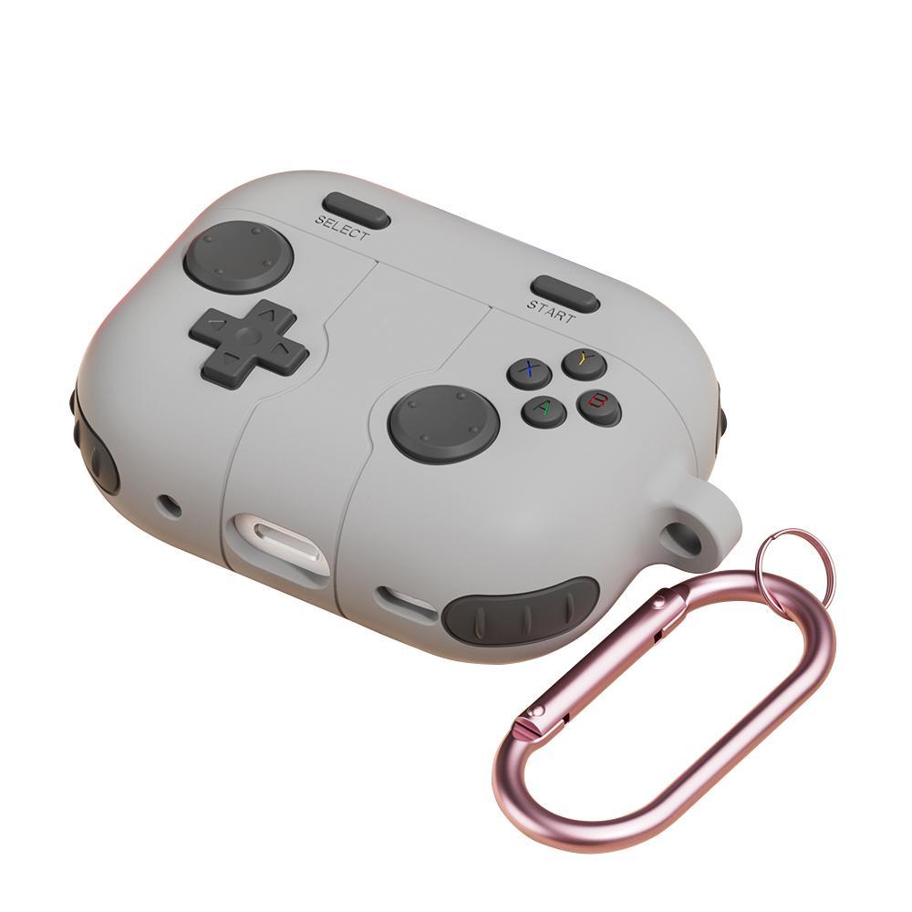 Game Console Style AirPods Case, Silicone AirPods Protective Case With Carabiner pink