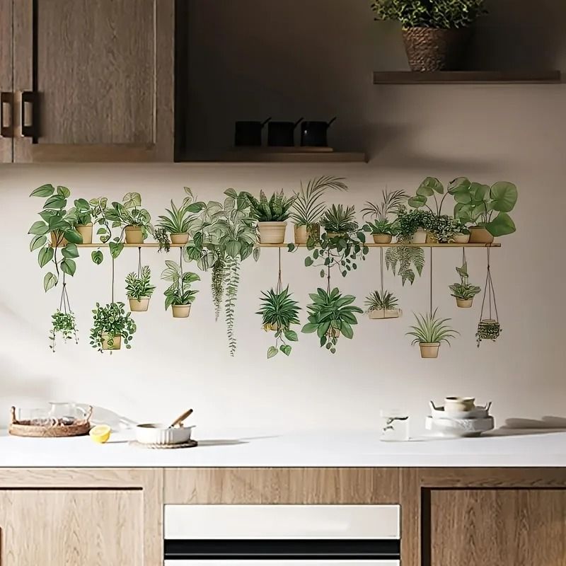 Flower Shelf Wall Decals Potted Plant Furniture Stickers Creative Nature Wall Decor For Living Room And Kids Room Flower Shelf Wall Decals Potted Plant Furniture Stickers Creative Nature Wall Decor For Living Room And Kids Room