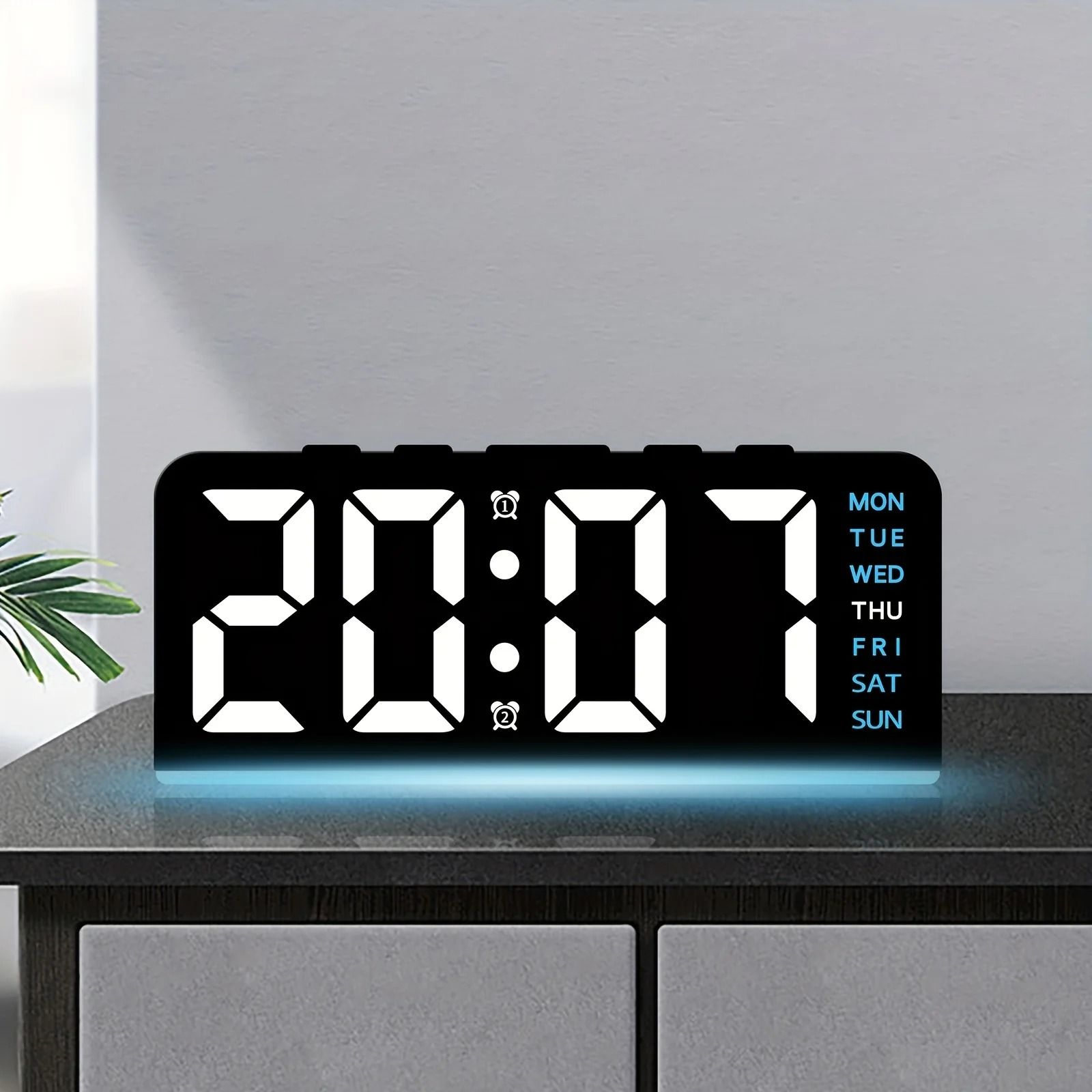 Digital LED Alarm Clock Bedside Night Light Table Clock With Temperature Display yellow