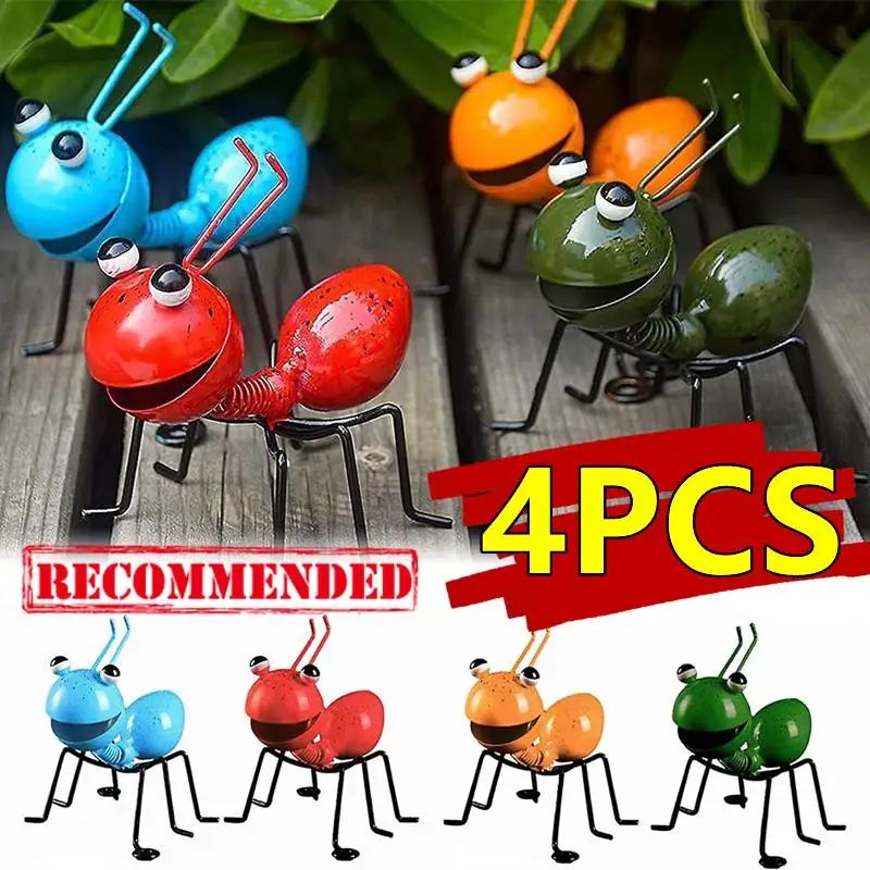 Metal Ant Wall Decor Garden Sculpture Art Set green 3pcs