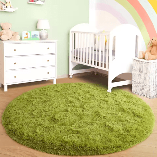 Ultra Soft Fluffy Round Rug Shaggy Area Rug For Bedroom Kids Room & Nursery white diameter 80cm