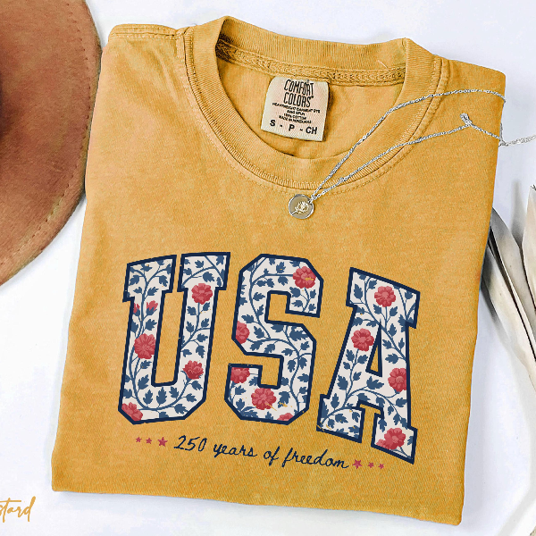 250 Years Of Freedom USA Floral T Shirt Vintage Patriotic Patchwork Tee white m sweatshirt