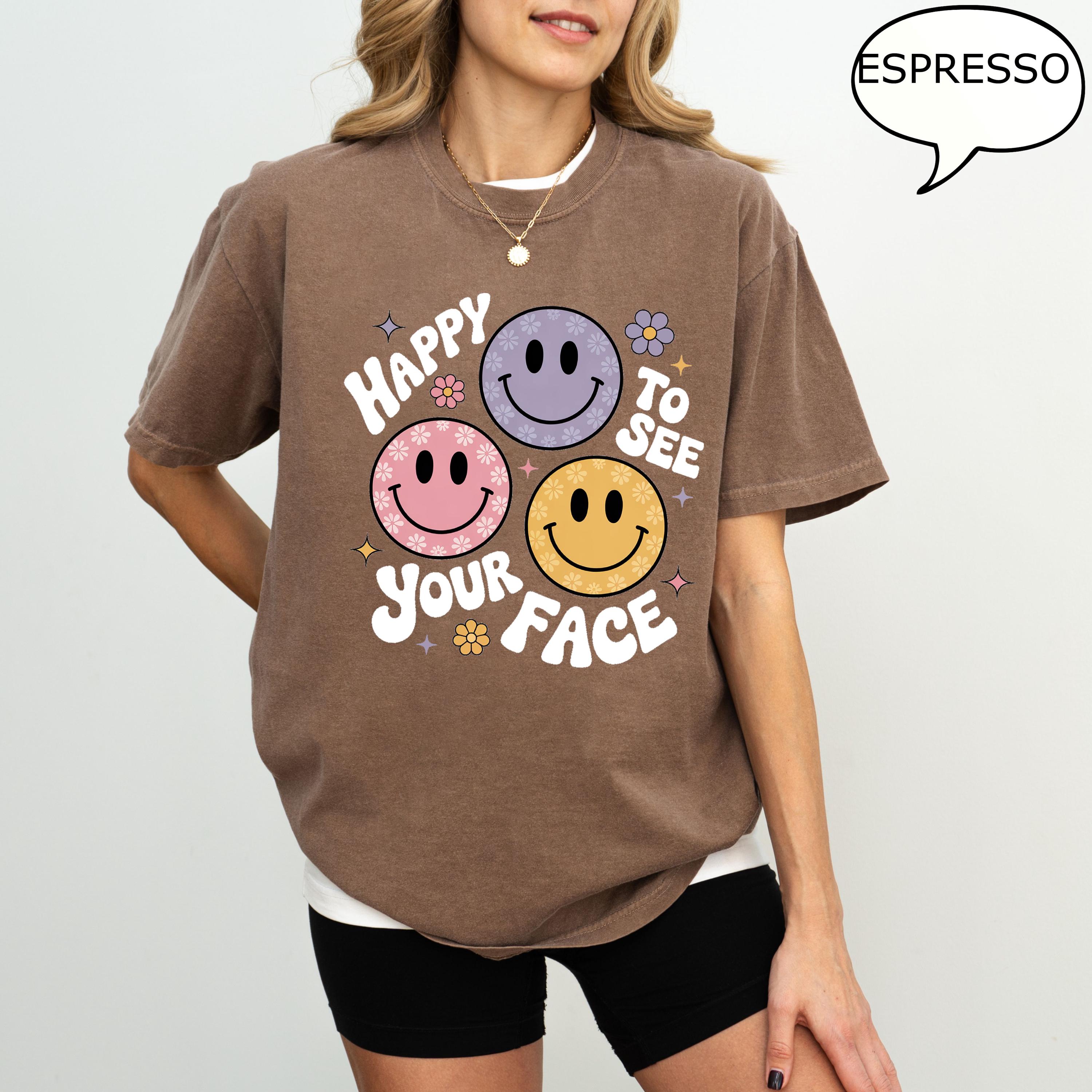 Happy To See Your Face Shirt Smiley Graphic Tee Cute Retro Aesthetic T Shirt Casual Womens Top purple 2xl t Shirt