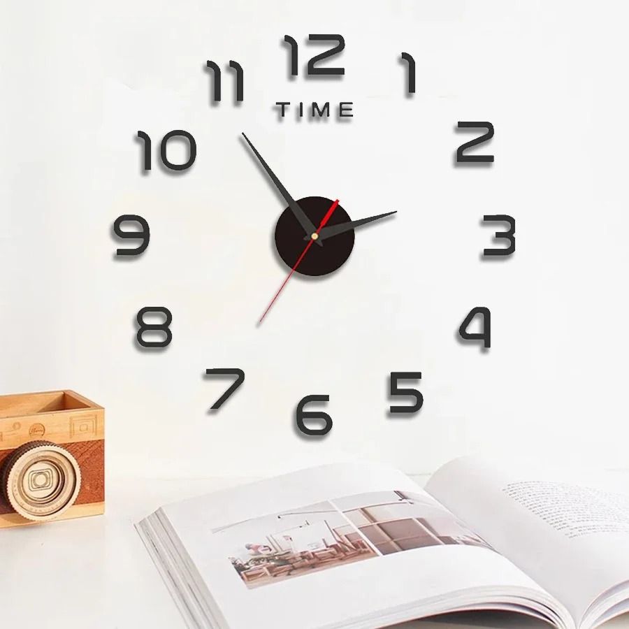 Large 3D DIY Wall Clock Modern Silent Wall Sticker Clock Decor a