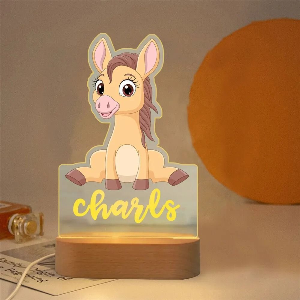 Personalized Kids Night Light Custom Name Animal Lamp For Bedroom Decor 11 7 Colors Light