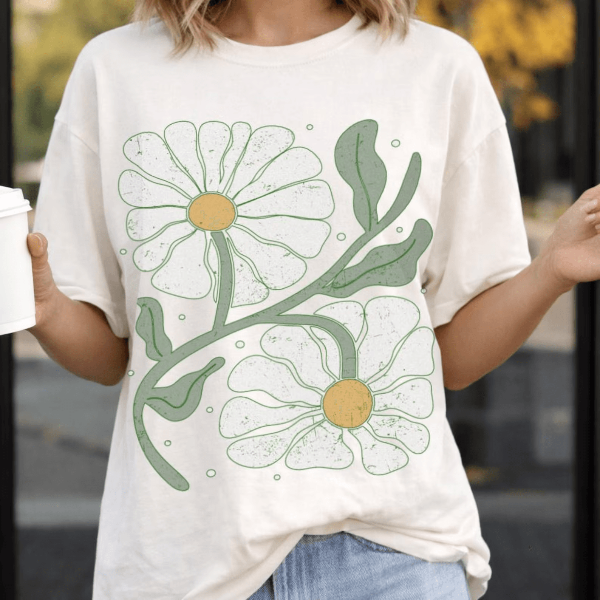 Vintage Daisy Shirt Comfort Colors Tee Retro Floral Boho Flower Graphic T Shirt blue m sweatshirt