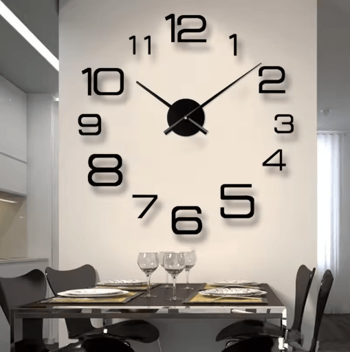 Modern 3D DIY Wall Clock Large Acrylic Mirror Sticker Quartz Decors 015 Luminous