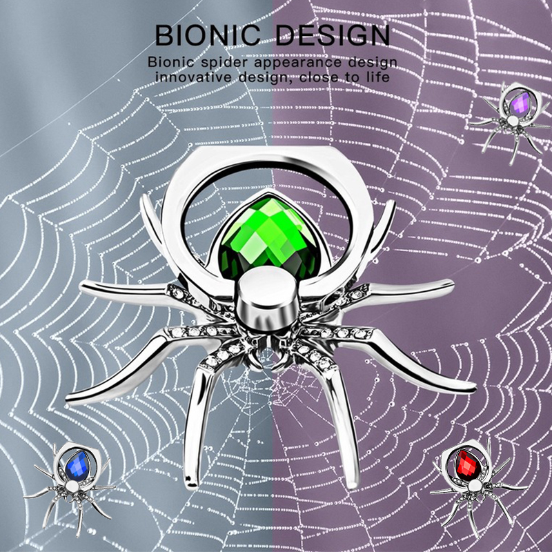 Mobile Spider Ring Phone Holder Luxury Diamond Cell Phone Finger Grip Holder For Iphone 360 Phone Expanding Stand Finger Holder green