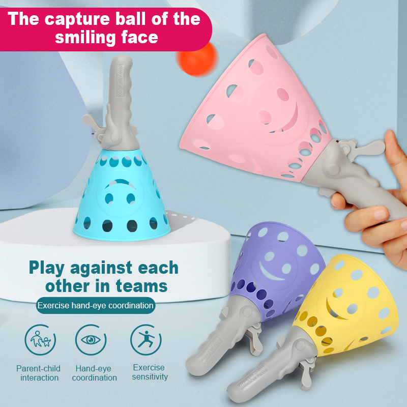 Pop & Catch Kids Ball Game Set Indoor Outdoor Toy With Launch Baskets purple