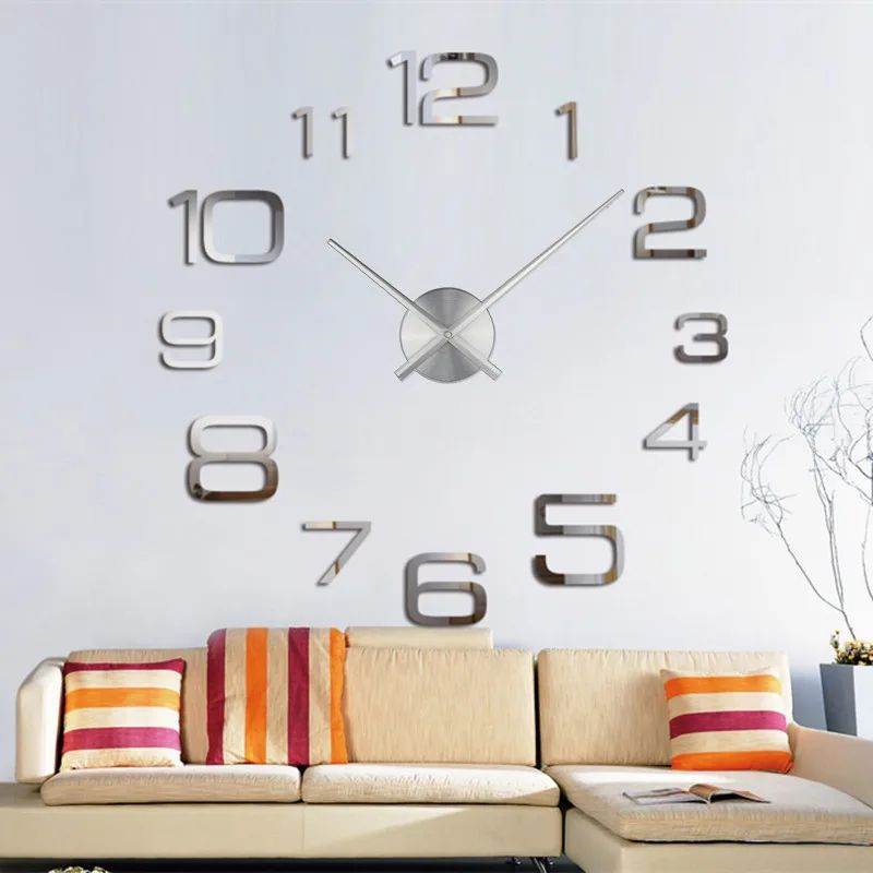 Modern 3D DIY Wall Clock Large Acrylic Mirror Sticker Quartz Clock For Living Room Home Decor 033 Luminous 3d 37 In