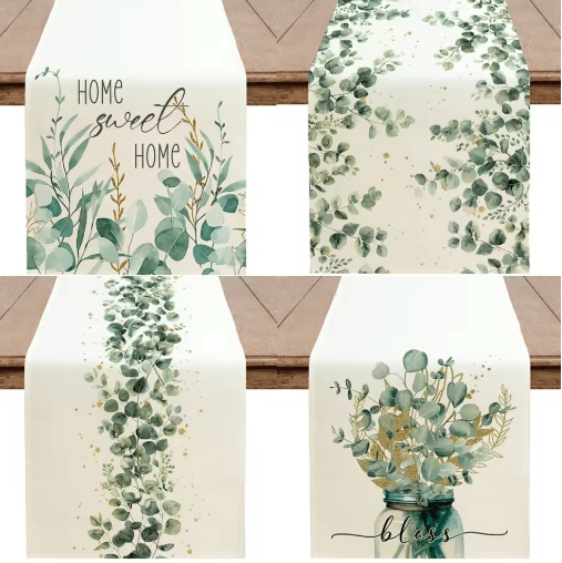 Eucalyptus Leaf Table Runner Fresh Botanical Green Table Decor For Spring & Farmhouse Styling zq 4 183x33cm