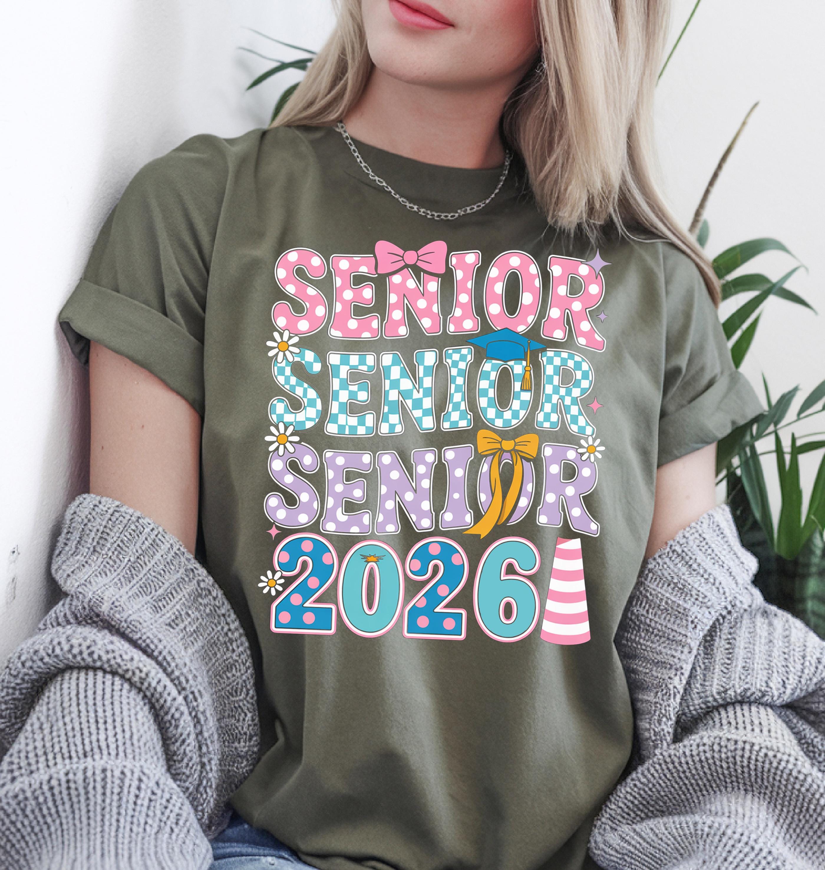 Senior 2026 Shirt Colorful Retro Graphic Tee Trendy Graduation T Shirt Casual Womens Top purple xl sweatshirt