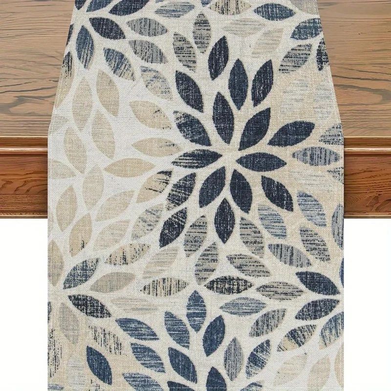 VIKAMA Floral Linen Table Runner For Farmhouse Table Decor 33x183cm(1.1x6ft