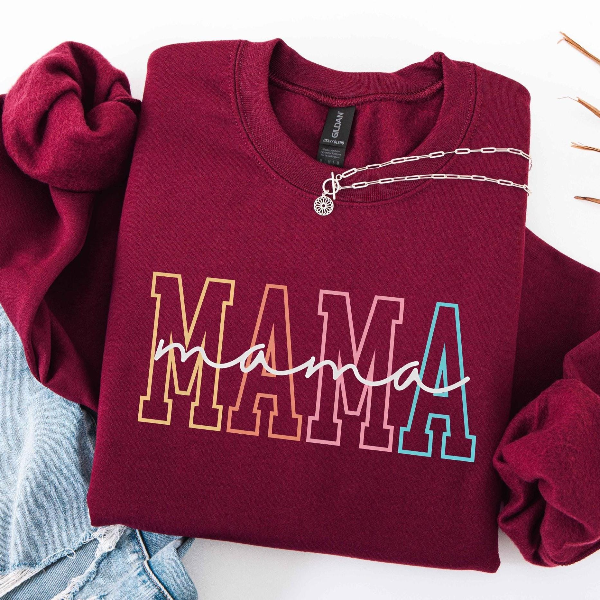 Retro Mama Crewneck Sweatshirt Cozy Floral Mama Sweater, Cute Mother's Day Gift For New Moms beige xl sweatshirt