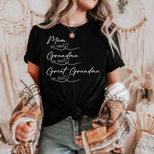 Mom Grandma Great Grandma Shirt Personalized Family Names Graphic Tee Custom Womens T Shirt mustard 2xl sweatshirt