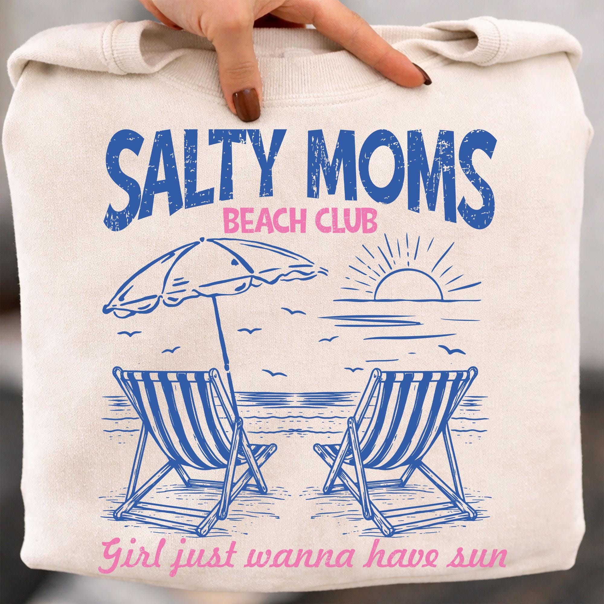 Salty Moms Beach Club Shirt Funny Beach Mom Tee Summer Gift lavender Pink xl sweatshirt