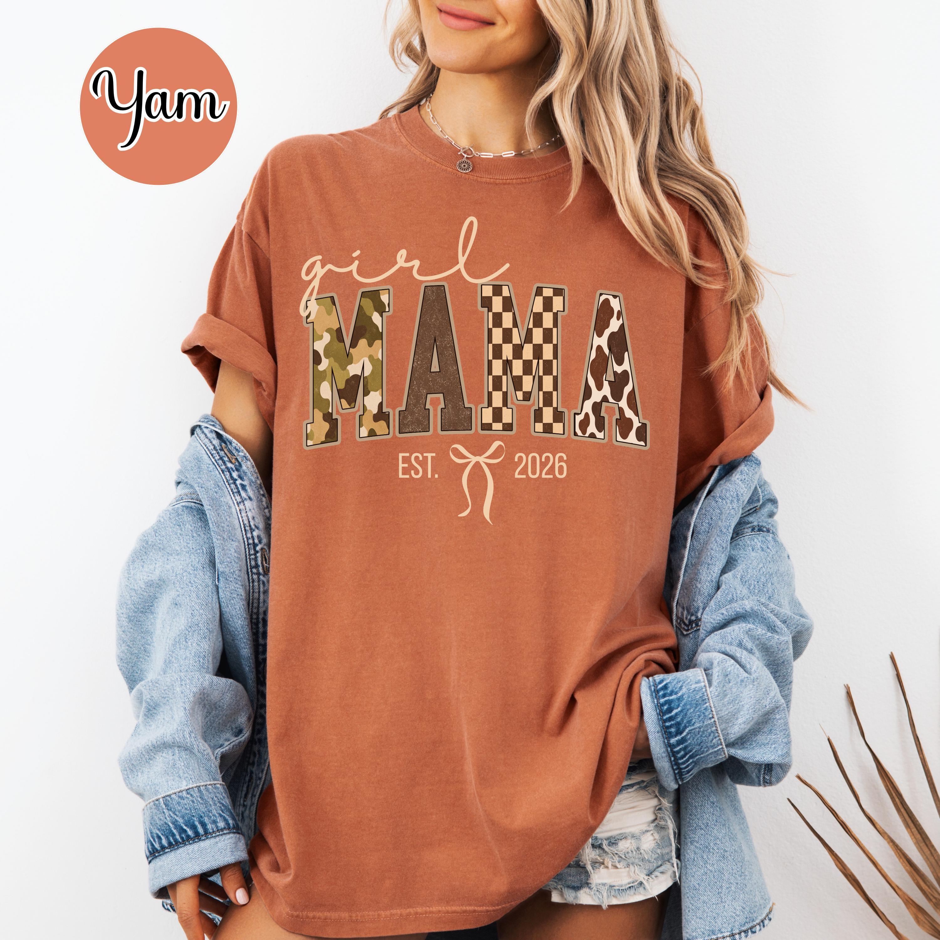 Custom Girl Mama Shirt, Personalized Est Duck Camo Mom, Retro Hunting Mommy Tee, New First Time Mothers Day Gift, Expect dark Grey xl t Shirt