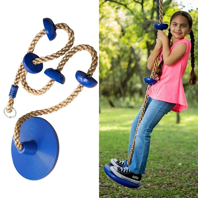 Childrens Climbing Toy Disc Swing Seat Kids Backyard Climbing Rope Swing Set For Outdoor Fun green Colorful