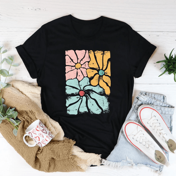 Boho Flowers T Shirt Hippie Flower Shirt Vintage Floral Graphic Tee For Women Spring Style red xl sweatshirt