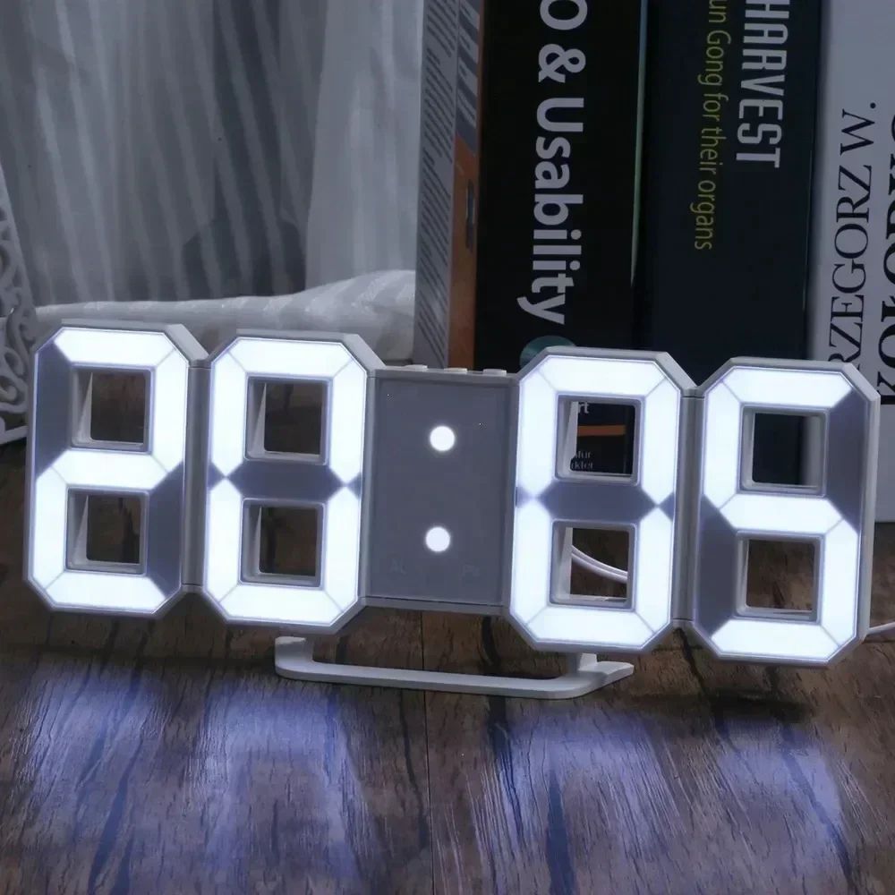 3D LED Digital Alarm Clock Large Display Wall & Desk Clock With Temperature, Date & Adjustable Brightness 6