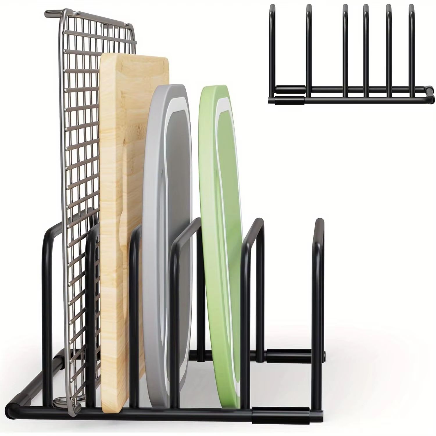 SpaceMax Multi Functional Iron Kitchen Rack With Basket For Cutting Boards And Bakeware SpaceMax Multi Functional Iron Kitchen Rack With Basket For Cutting Boards And Bakeware
