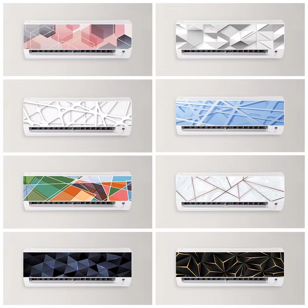 3D Geometric Air Conditioner Panel Wall Sticker Modern Home Decor Decal marble Copper Lines 33.469.06 In