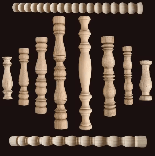 Vintage Hand Carved Wood Spindle Column Decorative Furniture Applique Accent b 50cmx5cm