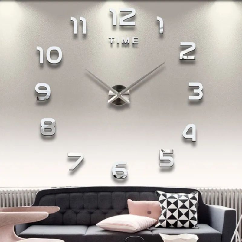 Modern DIY 3D Wall Clock With Acrylic Mirror Stickers For Living Room Decor 14