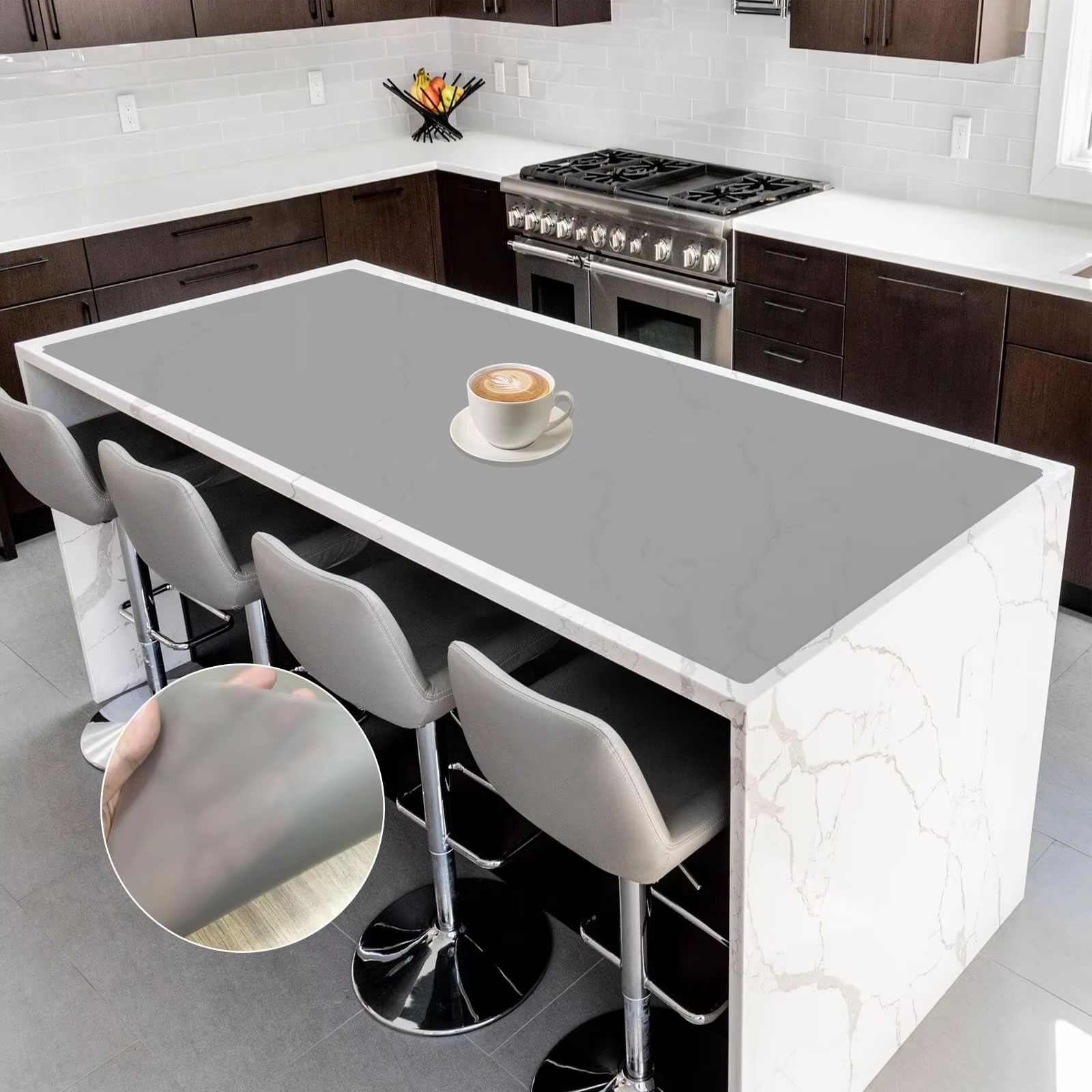 Large Waterproof Kitchen Counter Mat Heat Resistant Oil Proof Desk & Table Protector For Home & Kids 1.64x3.94ft sky Blue