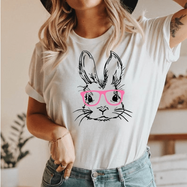 Bunny With Glasses Shirt Floral Rabbit Tee Cute Easter Bunny Spring T Shirt For Animal Lovers brown l t Shirt