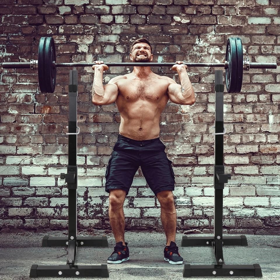 Heavy Duty Adjustable Squat Rack Stands Barbell Bench Press Stand For Home Gym Strength Training Heavy Duty Adjustable Squat Rack Stands Barbell Bench Press Stand For Home Gym Strength Training