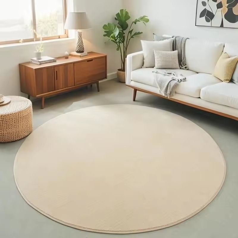 Modern Coral Velvet Circular Area Rug | Silent & Moisture Proof Play Mat For Living Rooms grass Green 120 X 120 Cm 47 X 47 In