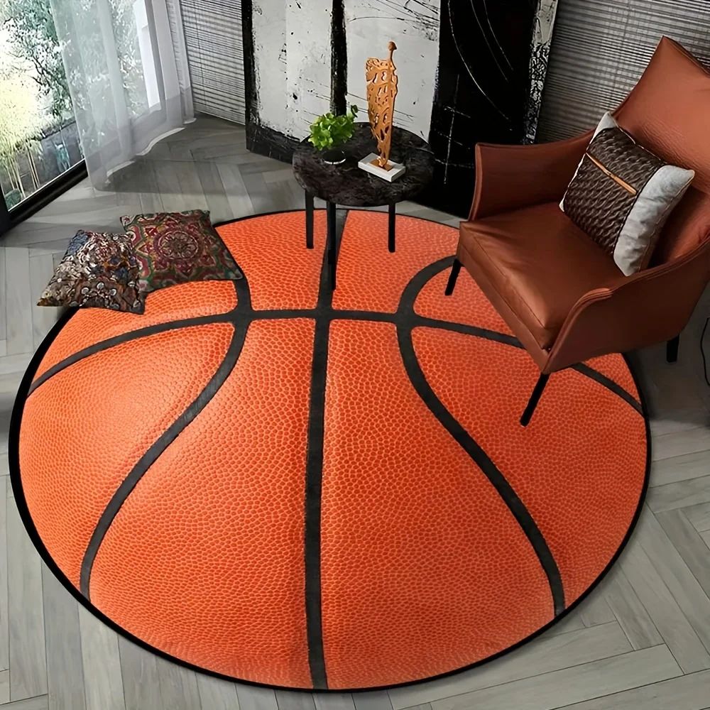 3D Basketball Rug Round Non slip Rug For Bedroom, Living Room And Sports Room Decor diameter 40cm