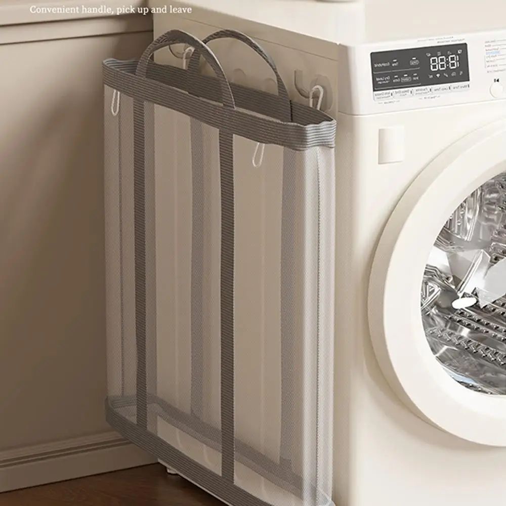 FlexiFold Laundry Basket Bag With Handles For Clothes And Toy Storage beige Large