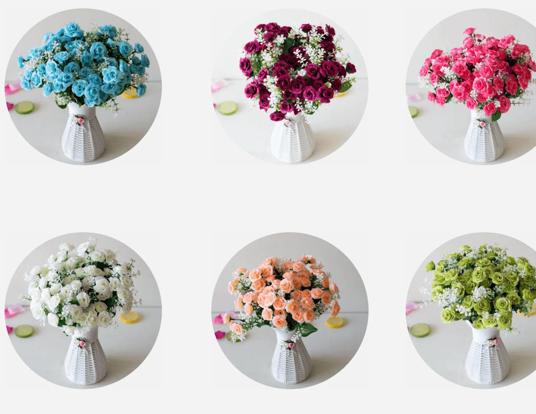 Realistic 15 Head Artificial Rose Bouquet Elegant Faux Flowers For Home & Events sky Blue