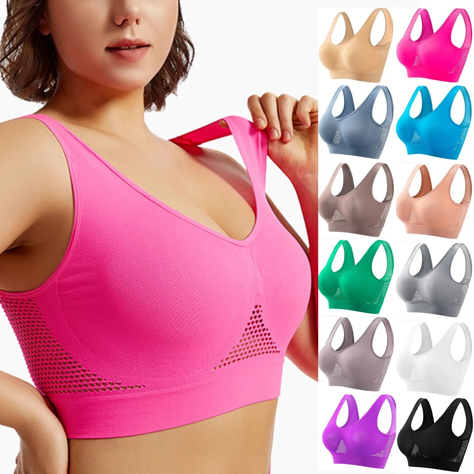 High Support Sports Bra For Women Shockproof Fitness Yoga Running Bra light Blue 4 Xl