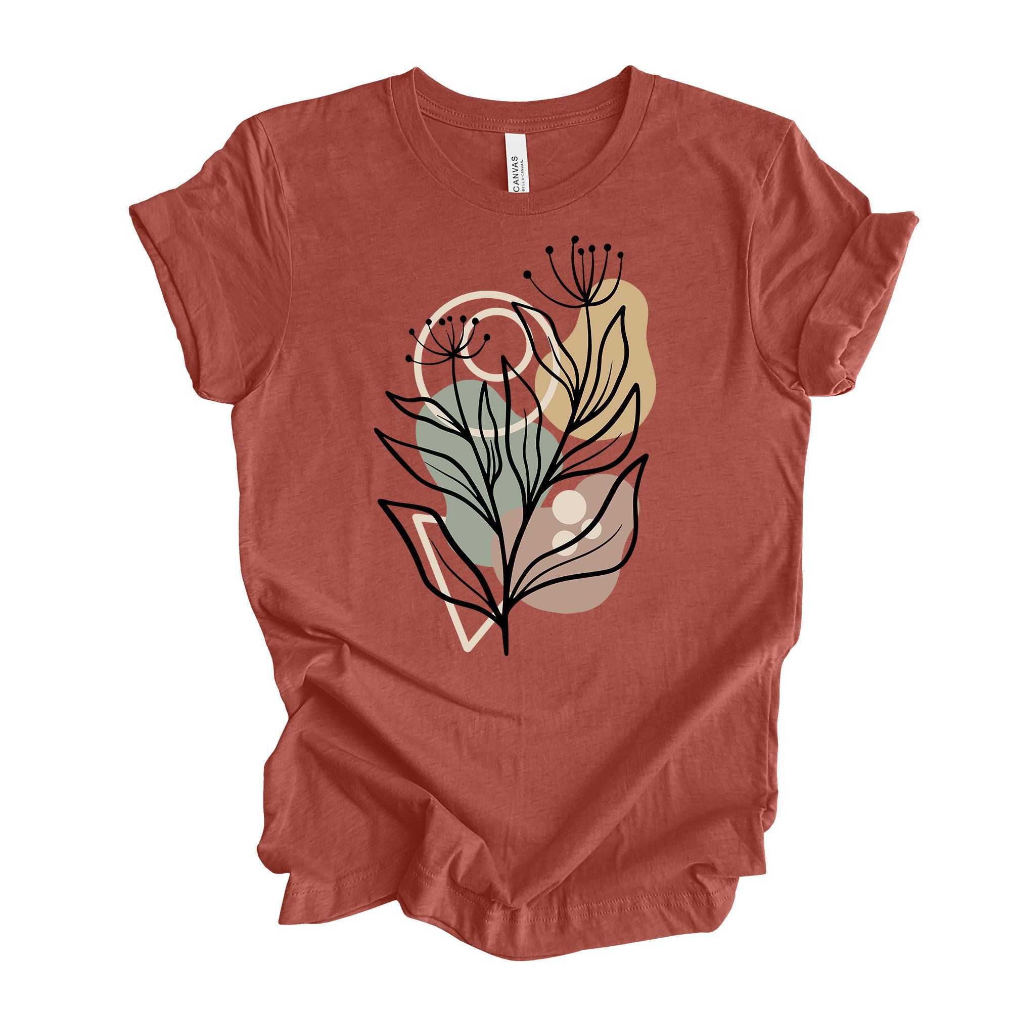 Abstract Floral Shirt Boho Minimalist Flower Graphic Tee Artistic Aesthetic Gift light Orange 3xl sweatshirt