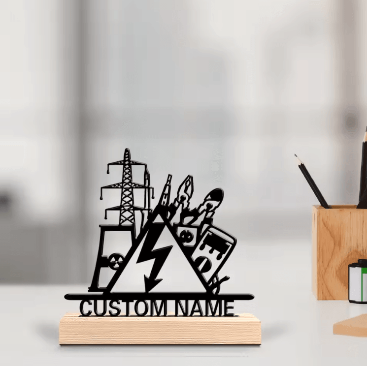 Personalized Electrical Engineer Metal Sculpture Custom Electrical Engineer Desk Decor With Wooden Base Personalized Electrical Engineer Metal Sculpture Custom Electrical Engineer Desk Decor With Wooden Base