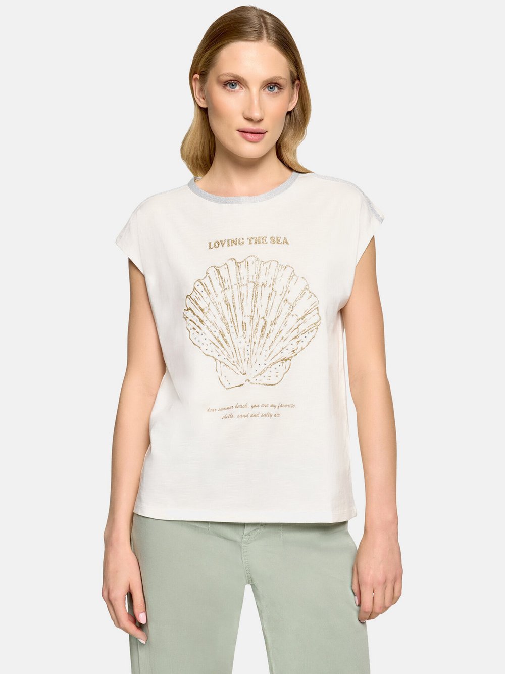 Cartoon Kurzarmshirt Damen beige, 42 Image