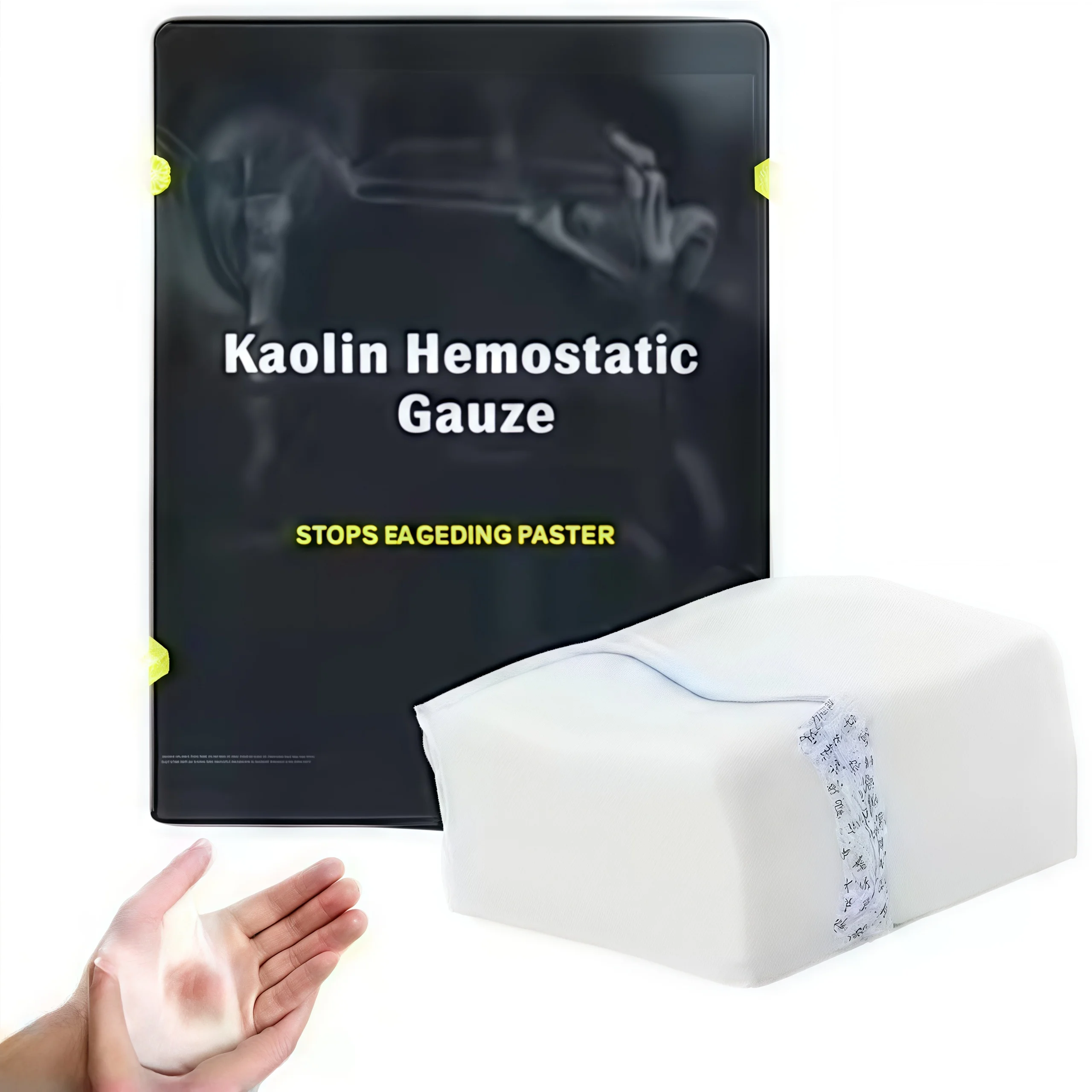 Kaolin Hämostatische Gaze-Z-Fold-Notfall-Trauma-Verband für Kampf/IFAK/Taktische Erste Hilfe, löslicher Wundverband Image